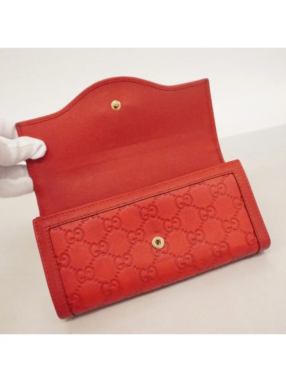 Gucci Wallet Guccissima Leather Red Gold - Picture 9 of 10